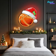 Festive Hoops: Basketball with a Twist Neon Sign Light Artwork