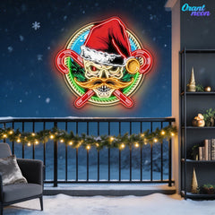 Frosty & Fearless: The Cool Santa Neon Sign Light Artwork