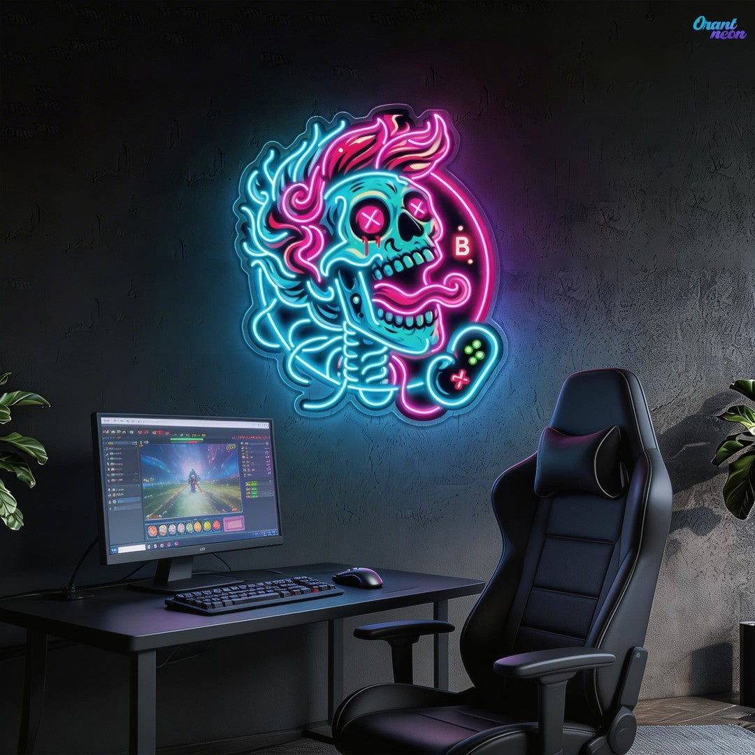 No Game No Light Crazy Skull Neon Sign Light Artwork