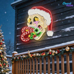 Merry Misfits: Skull & Sweets Christmas Neon Sign Light Artwork