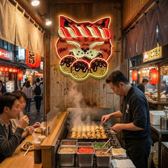 Lucky Cat Takoyaki LED Neon Sign for Japanese Restaurant Decor