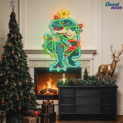 Merry Rex-mas Neon Sign Lights Artwork