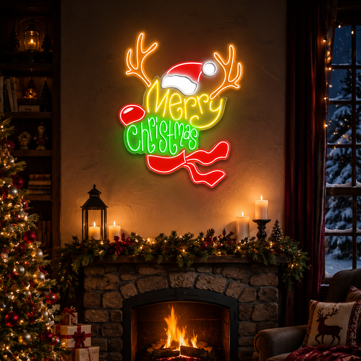 Neon Nights with Santa’s Reindeer Neon Sign Light Artwork