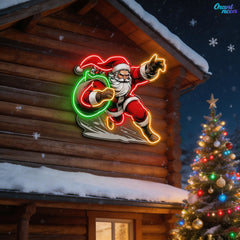 Rushing Claus: Christmas Countdown Neon Sign Light Artwork