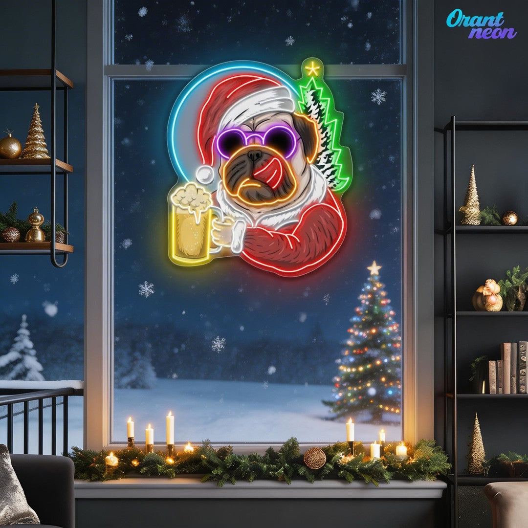 Santa Pug’s Brew Neon Sign Light Artwork
