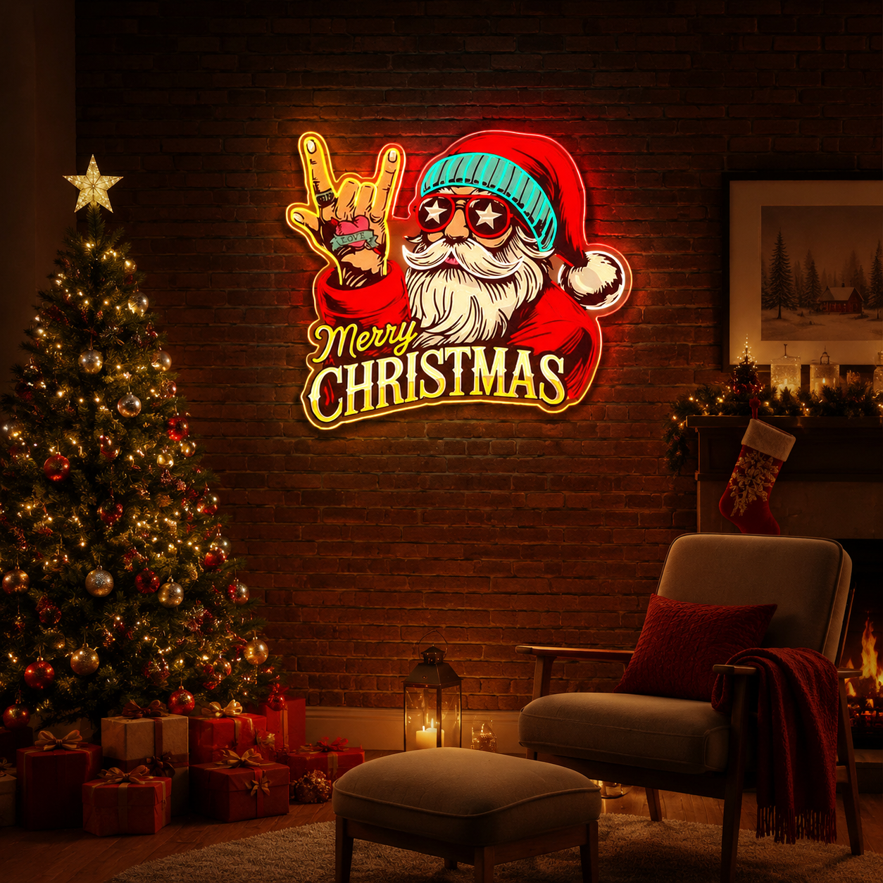 Santa Says YOLO: Christmas Glow Neon Sign Light Artwork