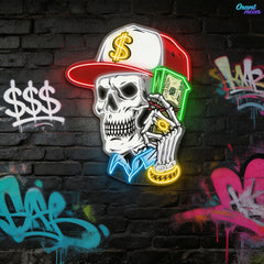 Skull & Dollar Dreams Neon Sign Light Artwork