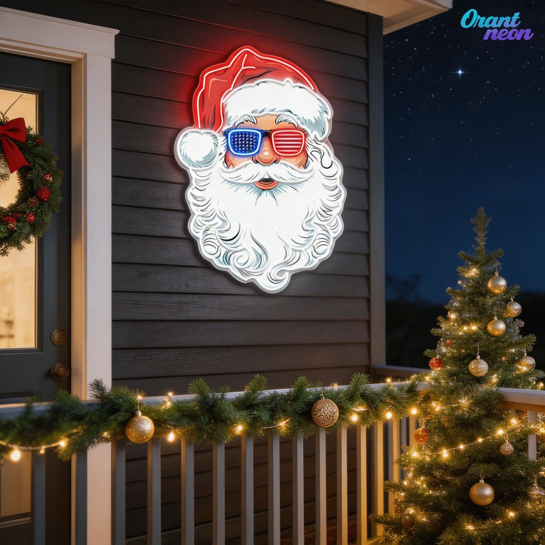 Santa's American Spirit Neon Sign Light Artwork