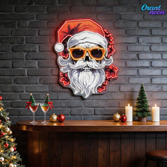 Sleighin' It: A Cool Christmas Skull Neon Sign Light Artwork