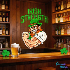 Patrick's Day Irish Goblin With Muscle Led Neon Acrylic Artwork