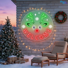 Welcome Christmas Moose Neon Sign Light Artwork