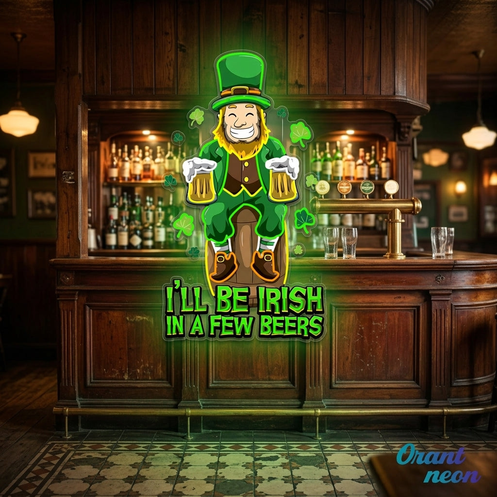 Patrick's Day Irish Goblin Drinking Beer Led Neon Acrylic Artwork
