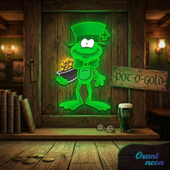 Patrick's Day Holding Money And Wearing Hat Led Neon Acrylic Artwork