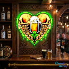 Patrick's Day - The Skull Beer With Heart Led Neon Acrylic Artwork