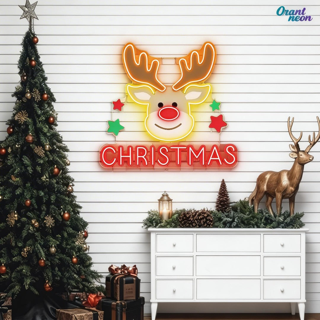 Christmas Reindeer Eve Neon Sign Light Artwork