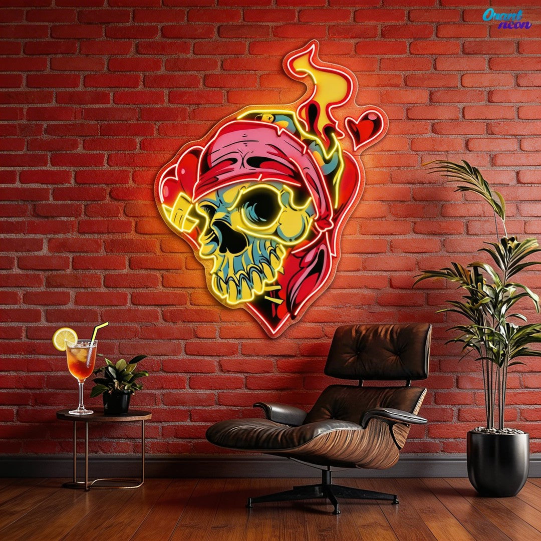 Skull & Love: A Neon Romance Neon Sign Light Artwork