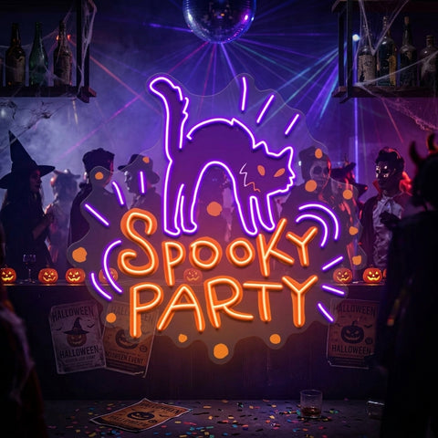 Halloween Theme SPOOKY PARTY LED Neon Sign Light Pop Art