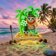Patrick's Day Goblin With Surfboard And Pineapple Led Neon Acrylic Artwork