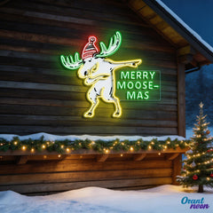 Christmas Spirit in Neon Lights: A Moose Collection Neon Sign Light Artwork