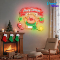 Shining Through the Snow: A Neon Reindeer Christmas Neon Sign Light Artwork