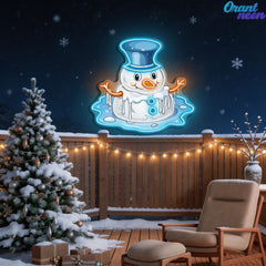 Neon Snowman Magic: Winter's Warmest Light Neon Sign Light Artwork