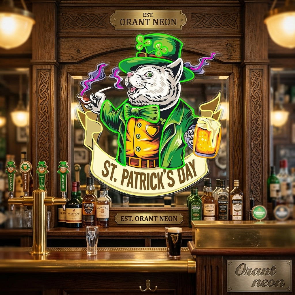 Patrick's Day Mouse Holding Beer And Cigarette Led Neon Acrylic Artwork