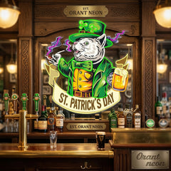 Patrick's Day Mouse Holding Beer And Cigarette Led Neon Acrylic Artwork