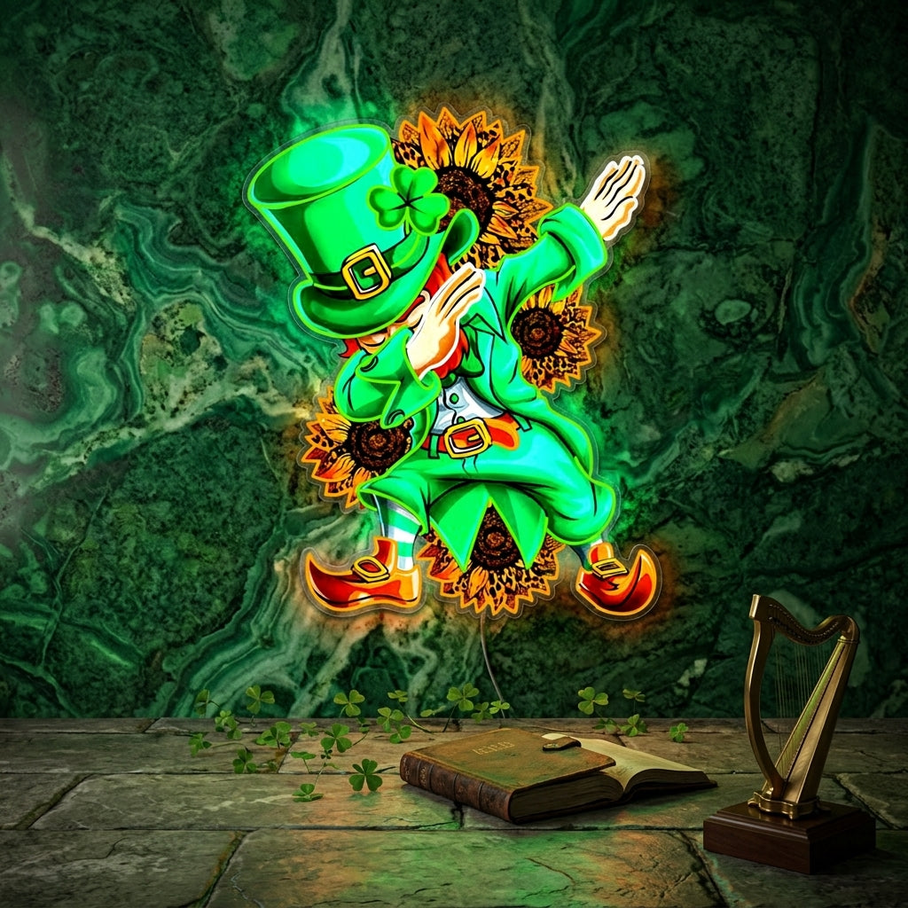 Patrick's Day Goblin A Dap with Sunflowers Led Neon Acrylic Artwork