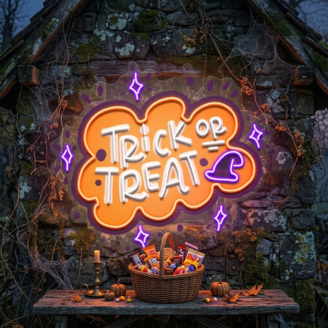 Trick Or Treat Halloween Theme LED Neon Sign Light Pop Art