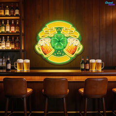 Lucky Ribbon & Shamrock Brews: St. Patrick’s Neon Sign Light Art Work