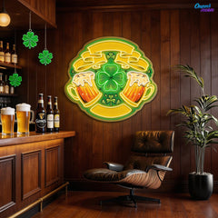 Lucky Ribbon & Shamrock Brews: St. Patrick’s Neon Sign Light Art Work