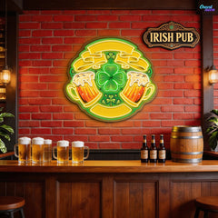Lucky Ribbon & Shamrock Brews: St. Patrick’s Neon Sign Light Art Work
