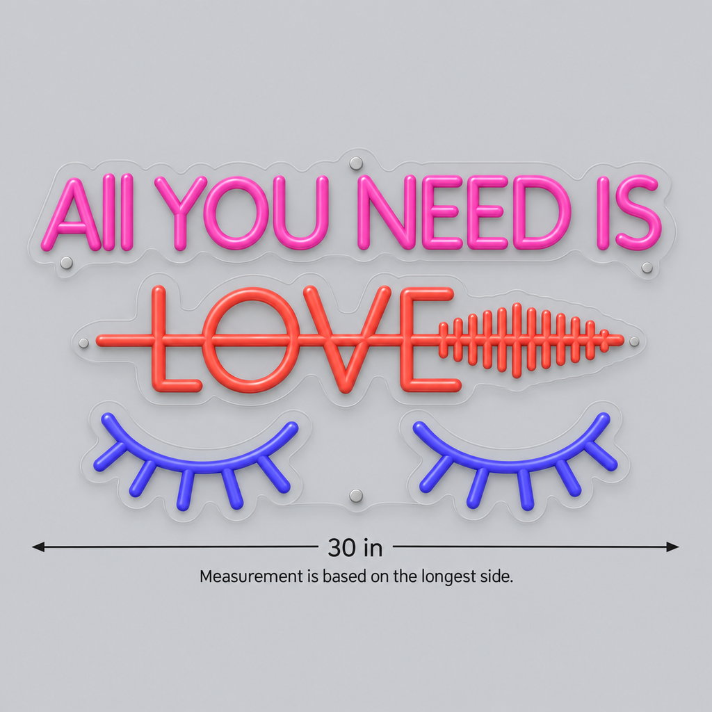 All You Need Is Love Eyelashes Logo - Custom LED Neon Sign