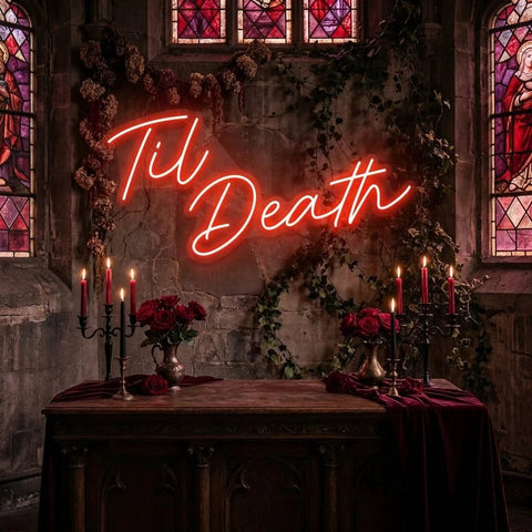 Til Death Led Neon Sign Light, Neon Sign Wedding, Neon Sign Wedding Backdrop