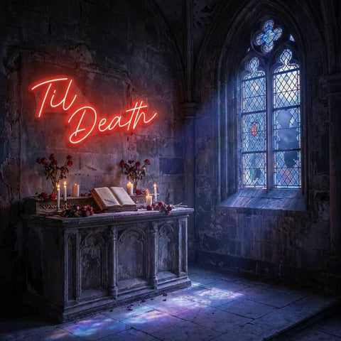 Til Death Led Neon Sign Light, Neon Sign Wedding, Neon Sign Wedding Backdrop
