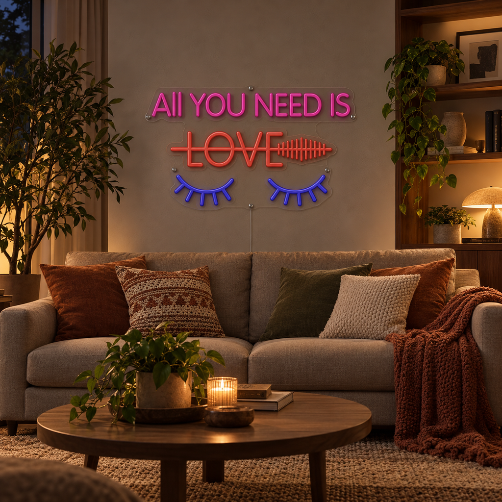 All You Need Is Love Eyelashes Logo - Custom LED Neon Sign