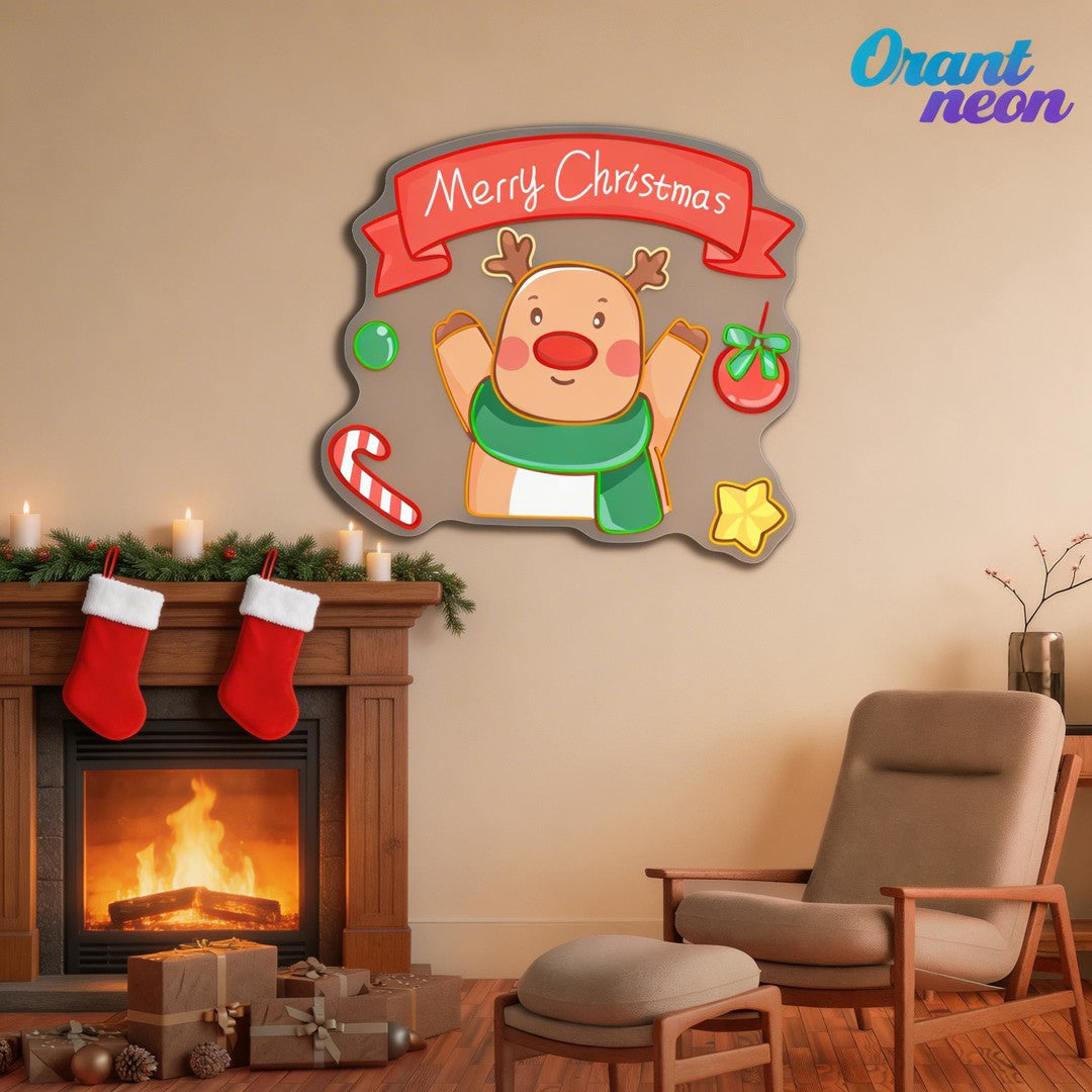 Shining Through the Snow: A Neon Reindeer Christmas Neon Sign Light Artwork