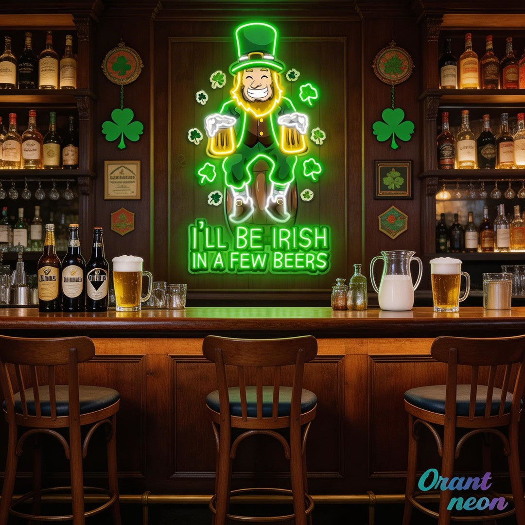 Patrick's Day Irish Goblin Drinking Beer Led Neon Acrylic Artwork