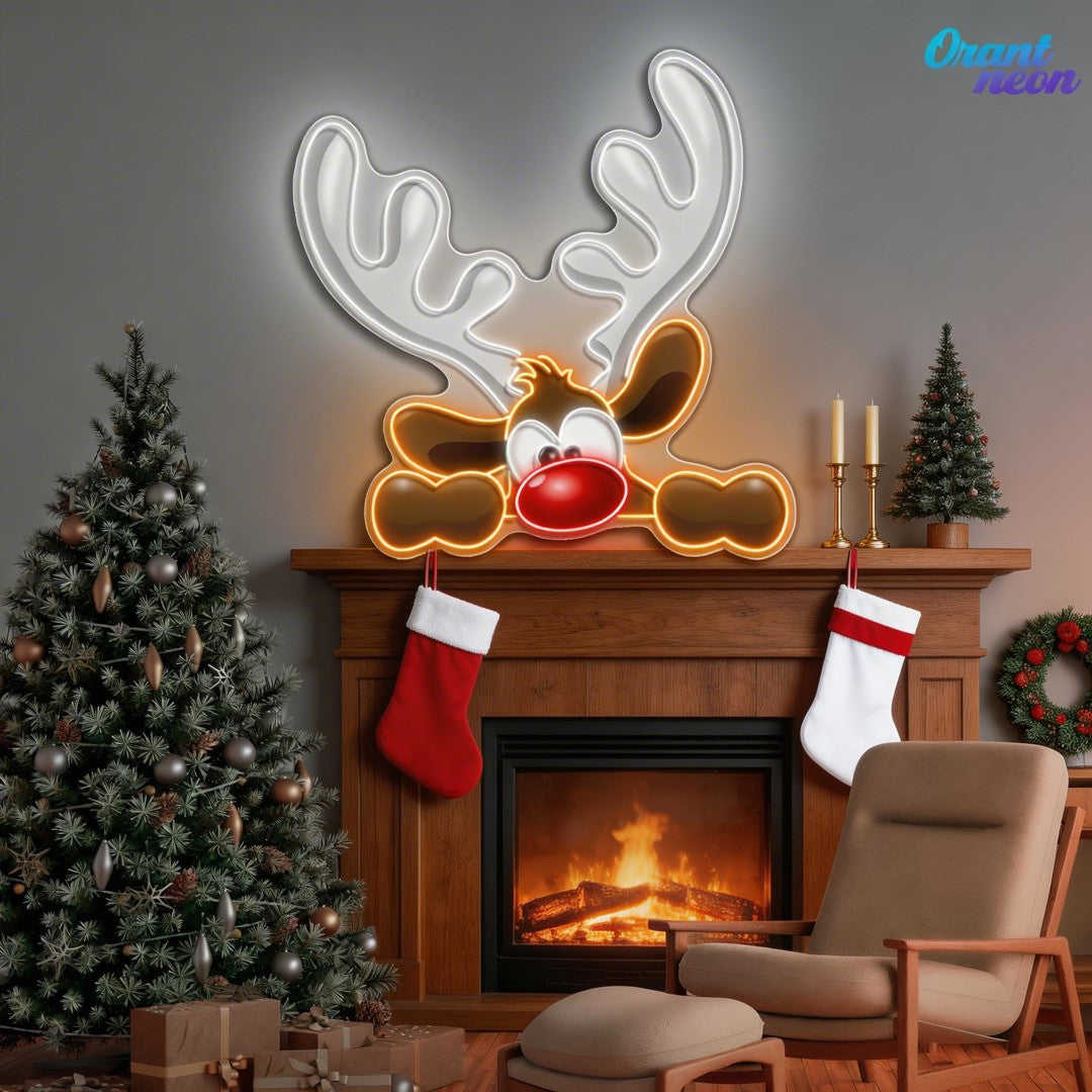 Dashing Through the Snow: Adorable Reindeer Neon Sign Light Artwork