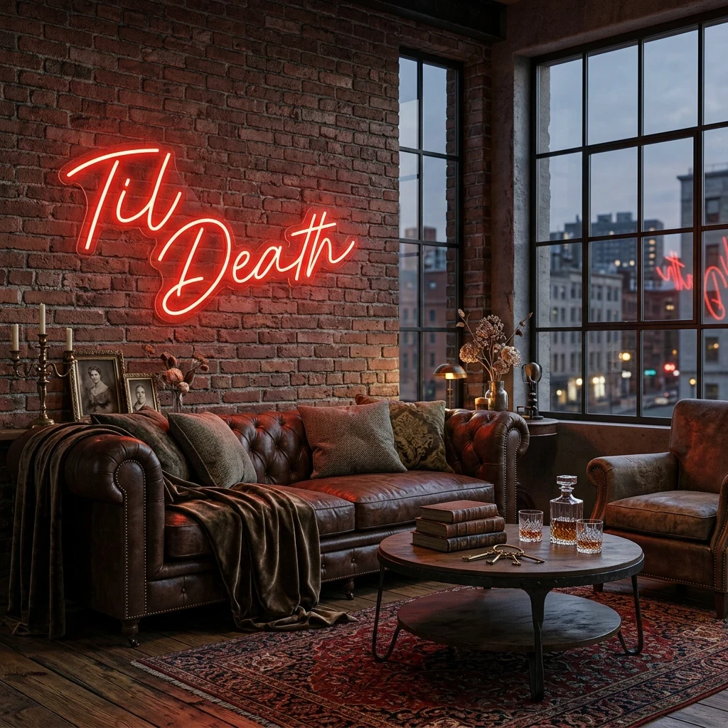 Til Death Led Neon Sign Light, Neon Sign Wedding, Neon Sign Wedding Backdrop