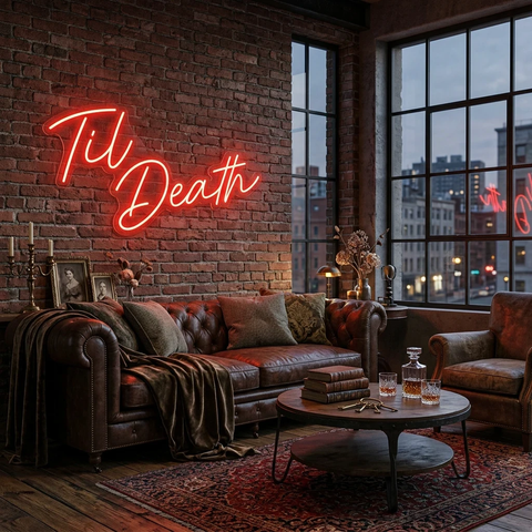 Til Death Led Neon Sign Light, Neon Sign Wedding, Neon Sign Wedding Backdrop