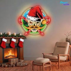 Frosty & Fearless: The Cool Santa Neon Sign Light Artwork