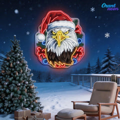 Pines & Pride: Christmas Eagle Neon Sign Light Artwork