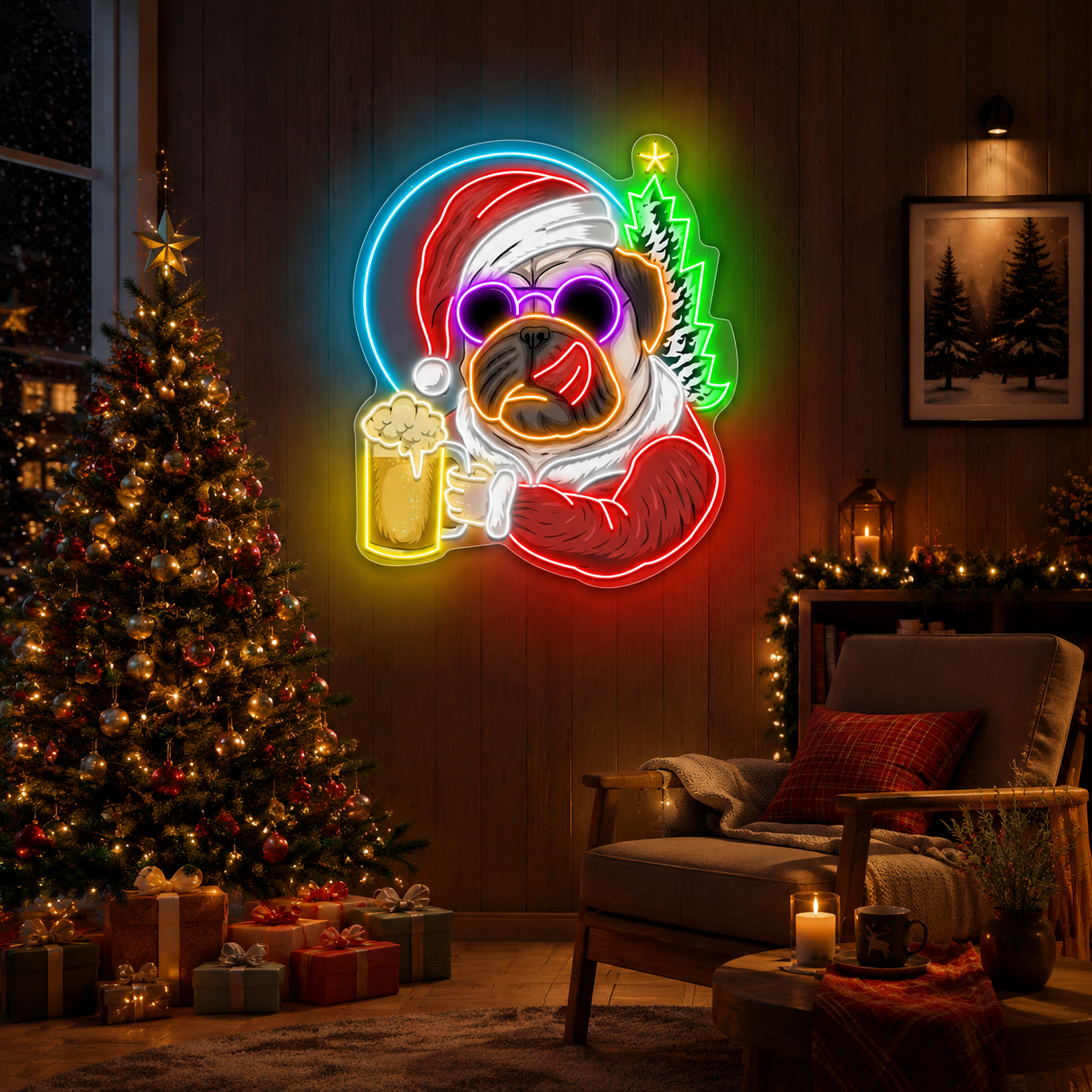 Santa Pug’s Brew Neon Sign Light Artwork