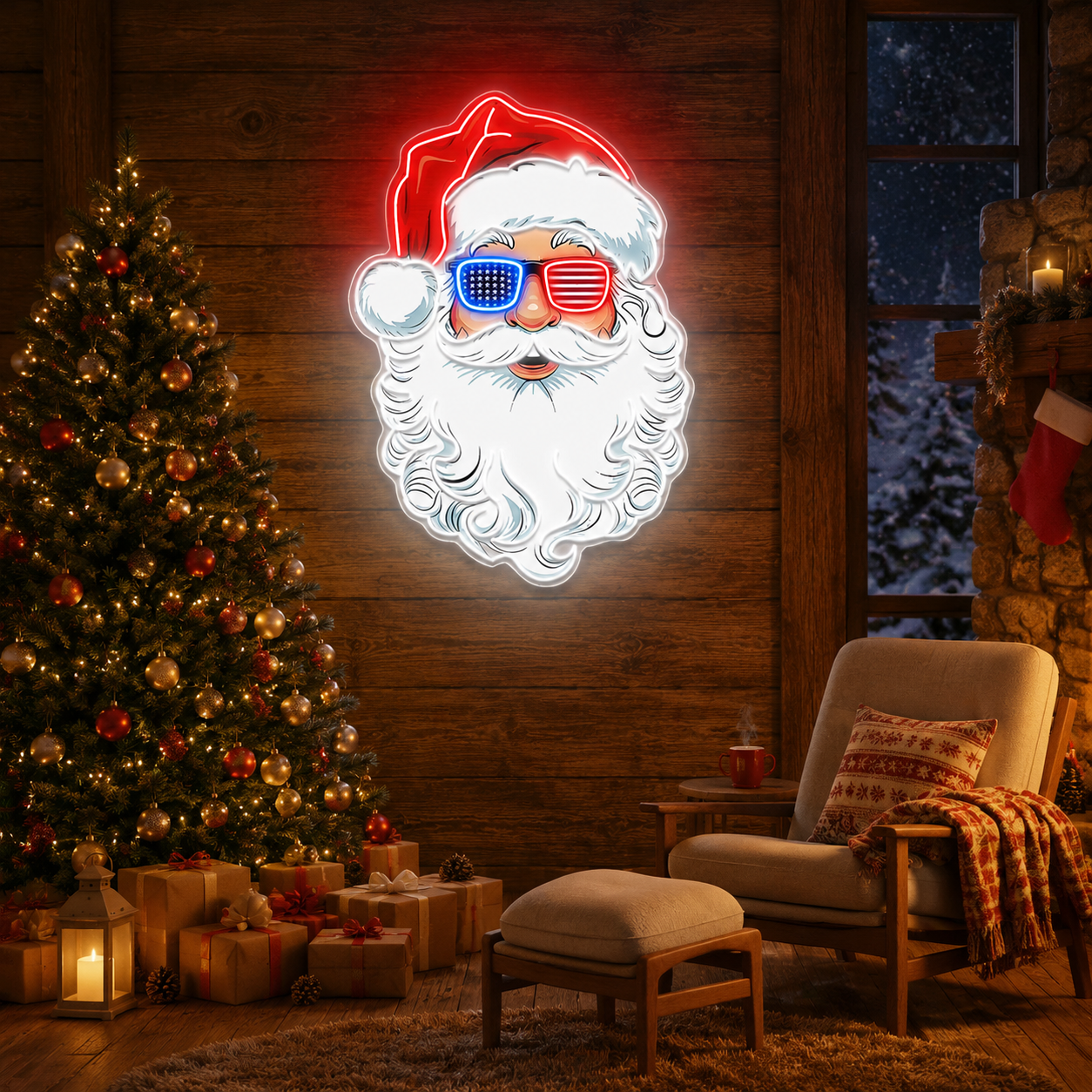 Santa's American Spirit Neon Sign Light Artwork