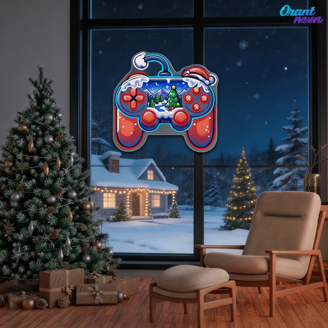 Santa's Game On for the Holidays Neon Sign Light Artwork