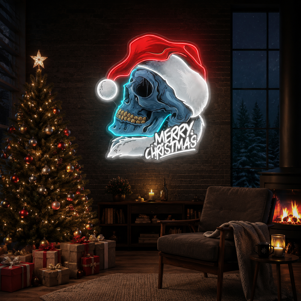 Skull Secrets of Christmas Neon Sign Light Artwork