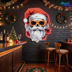 Sleighin' It: A Cool Christmas Skull Neon Sign Light Artwork