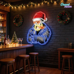 Smoking Santa's Shadow Neon Sign Light Artwork