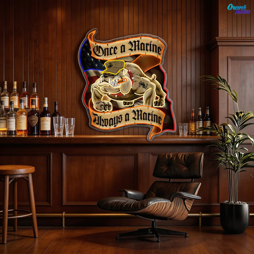 Veteran & Pug: Loyalty in Light Neon Sign Light Artwork